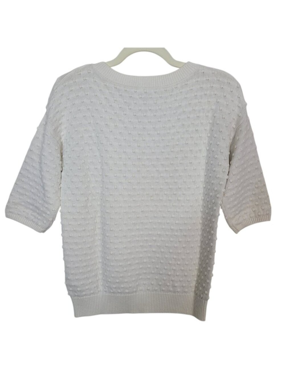 Banana Republic Cream Raised Dot Popcorn Knit Sweater Drop Shoulder Sz Sm - Picture 2 of 7